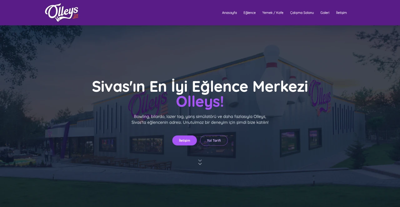  Olleys Eğlence Merkezi İçin SPA Tabanlı Web Sitesi Geliştirmesi